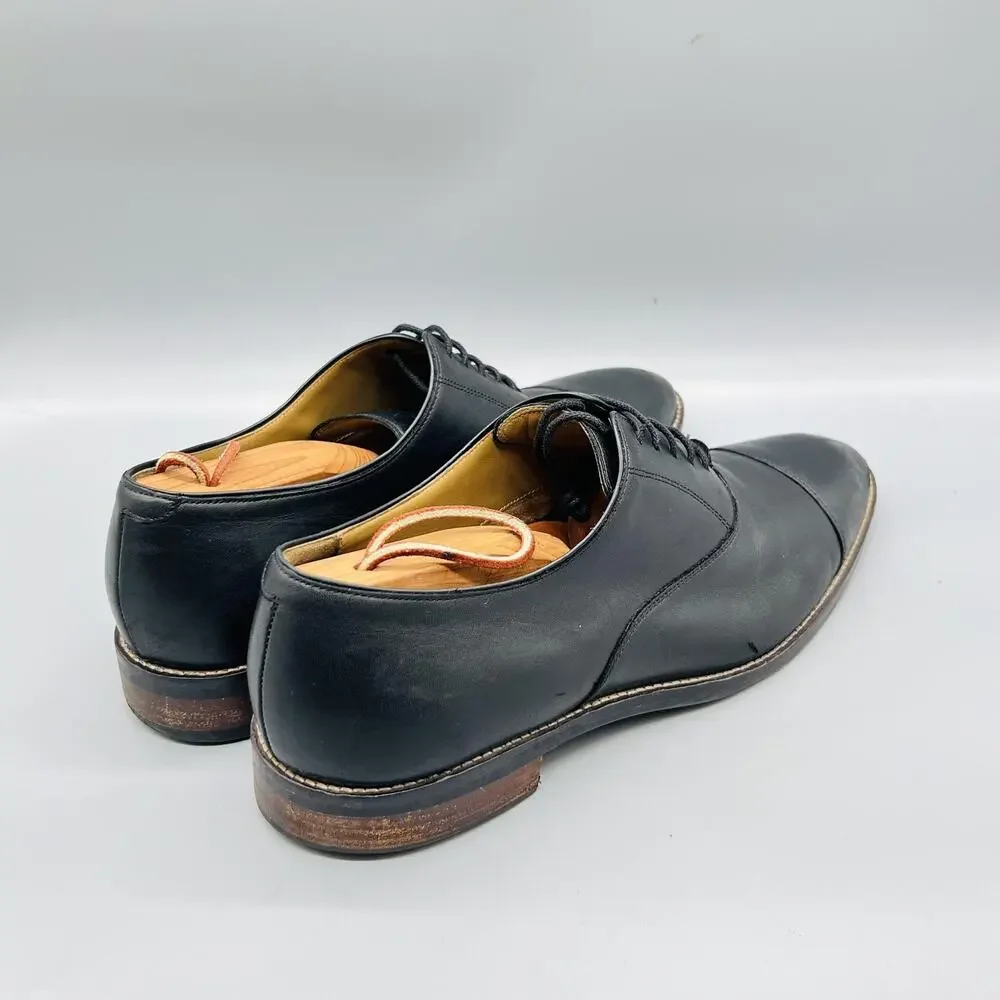 Cole Haan Shoes Mens 10 Black Leather Cap Toe Oxford Dress Rubber Sole Classic